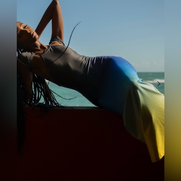 Sammy B. Alexis Ombre Maxi Dress Blue/Yellow | Size S NWT - Picture 6 of 12